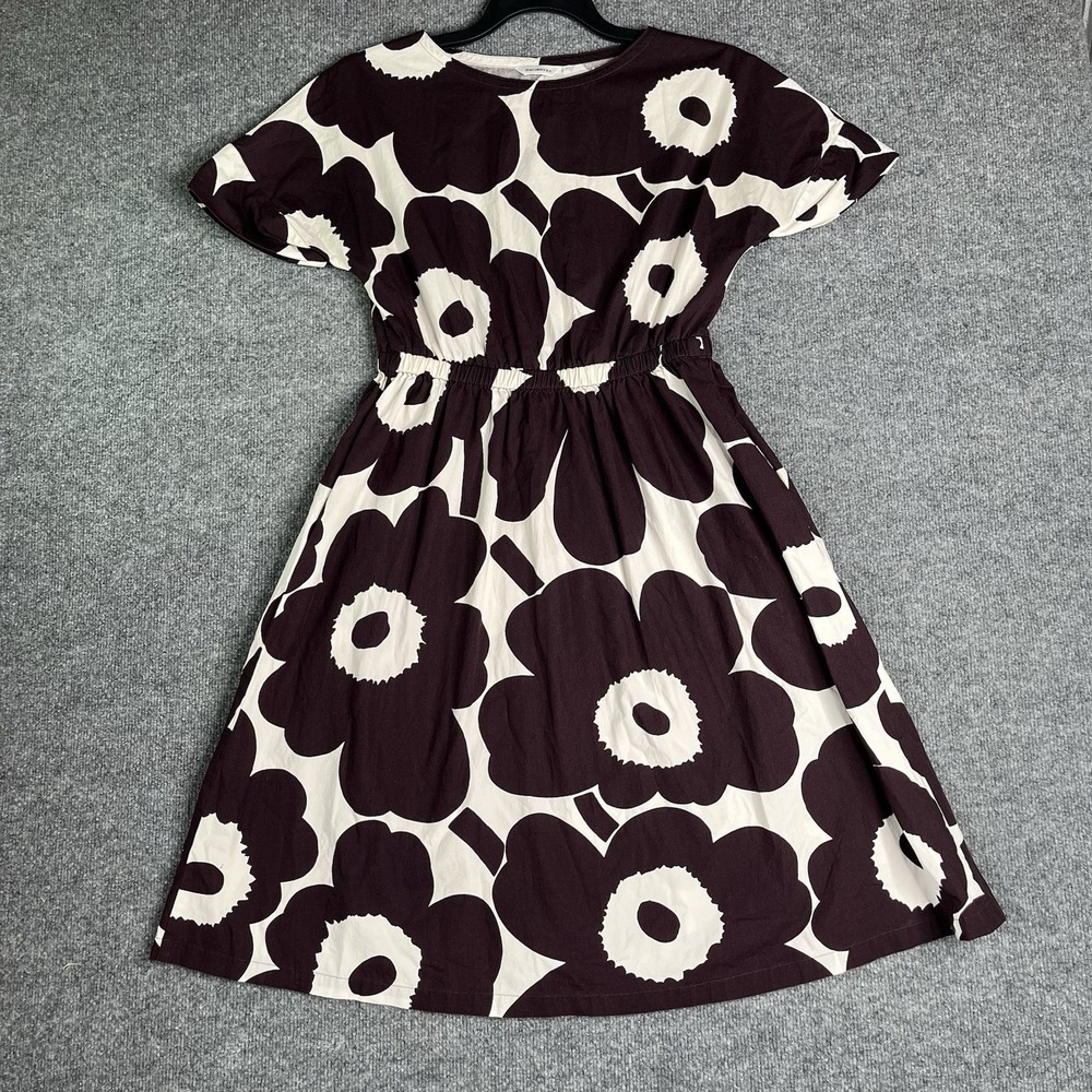 Marimekko Piiri Midi Dress Small Unikko Poppy Print Chic Modern Aesthetic